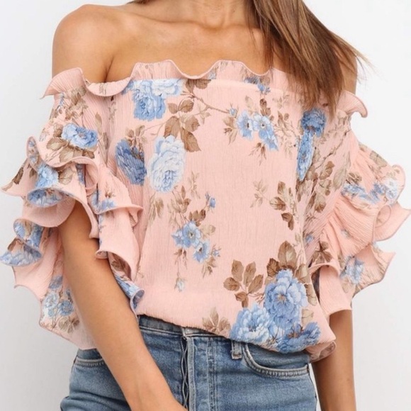 Petal & Pup Tops - Petal & Pup Pink Floral Off-Shoulder Blouse